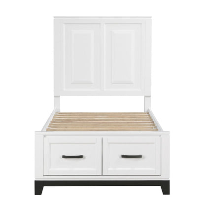 Homelegance  - Garretson Twin Platform Bed W/ Footboard Storage - 1450WHT-1x  view 2