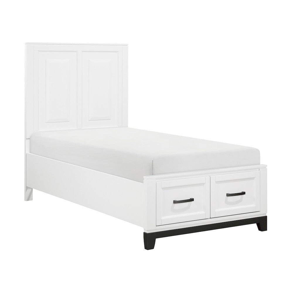 Homelegance  - Garretson Twin Platform Bed W/ Footboard Storage - 1450WHT-1x  view 3