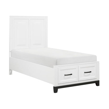 Homelegance  - Garretson Twin Platform Bed W/ Footboard Storage - 1450WHT-1x  view 3