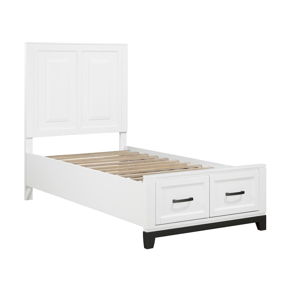 Homelegance  - Garretson Twin Platform Bed W/ Footboard Storage - 1450WHT-1x  view 4