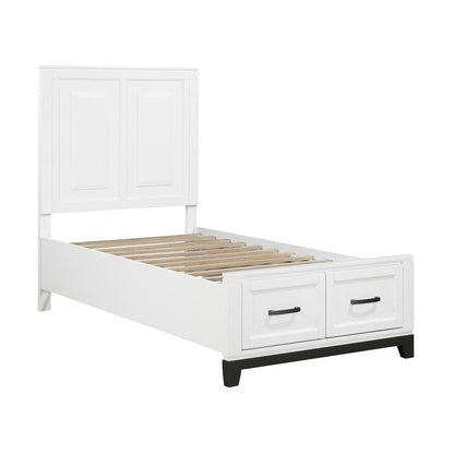 Homelegance  - Garretson Twin Platform Bed W/ Footboard Storage - 1450WHT-1x  view 4