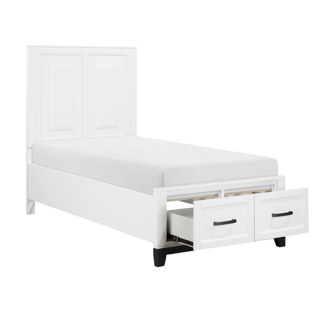 Homelegance  - Garretson Twin Platform Bed W/ Footboard Storage - 1450WHT-1x  view 5