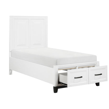 Homelegance  - Garretson Twin Platform Bed W/ Footboard Storage - 1450WHT-1x  view 5