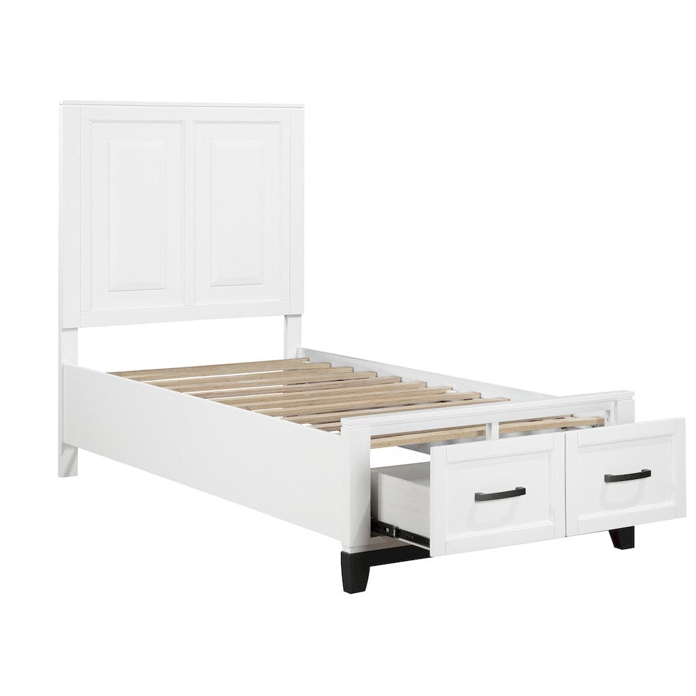 Homelegance  - Garretson Twin Platform Bed W/ Footboard Storage - 1450WHT-1x  view 6