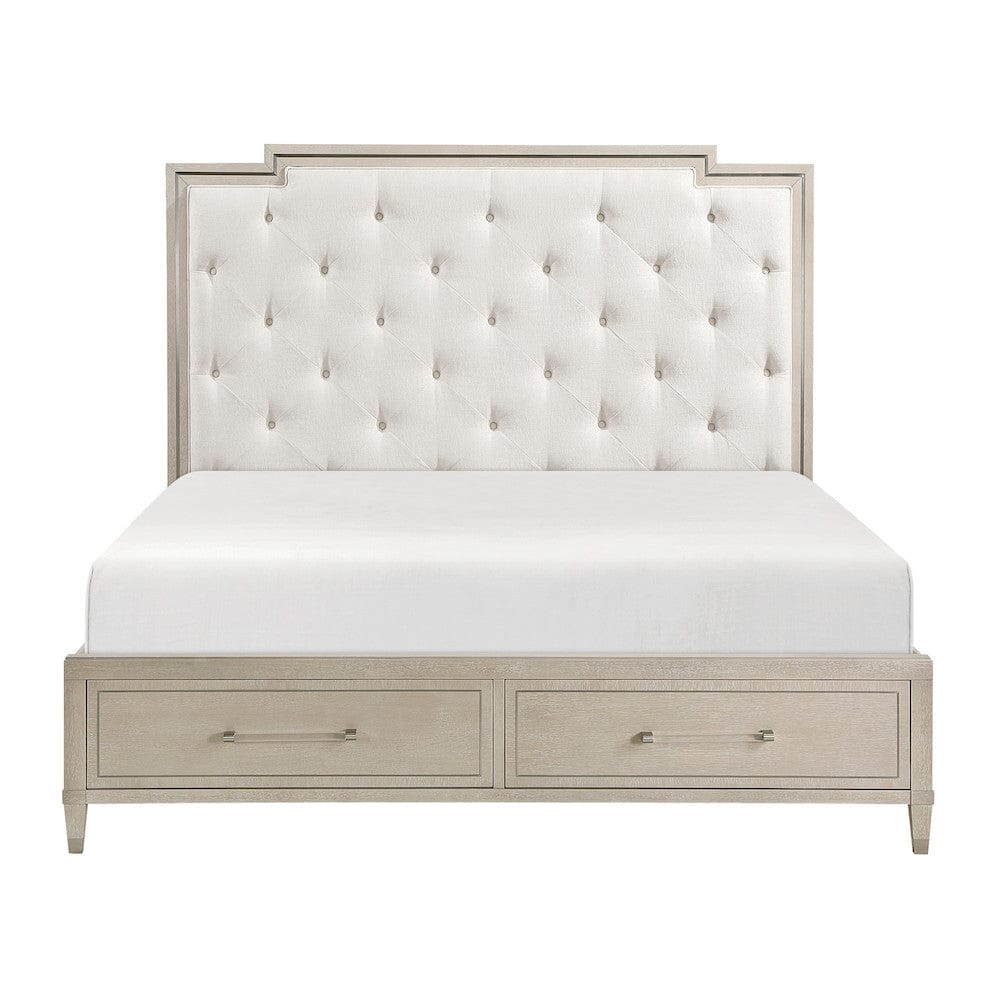 Homelegance  - Genoa California King Platform Bed W/ Footboard Storage in Ivory - 1312K-1CKx  view 1