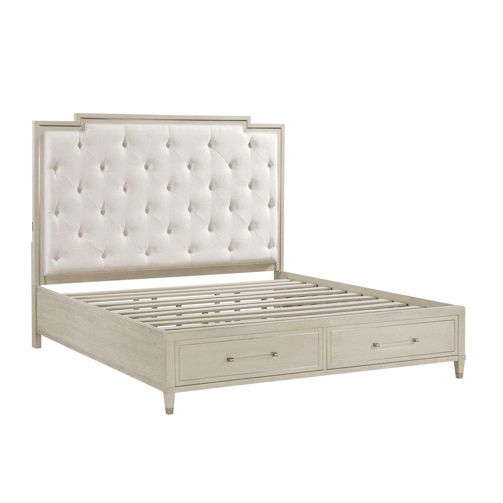 Homelegance  - Genoa California King Platform Bed W/ Footboard Storage in Ivory - 1312K-1CKx  view 9