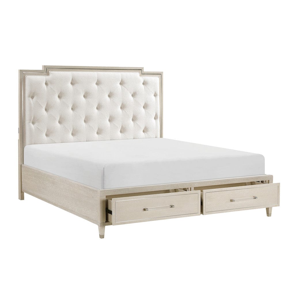Homelegance  - Genoa California King Platform Bed W/ Footboard Storage in Ivory - 1312K-1CKx  view 12