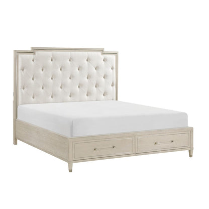 Homelegance  - Genoa Queen Platform Bed W/ Footboard Storage in Ivory - 1312-1x  view 1