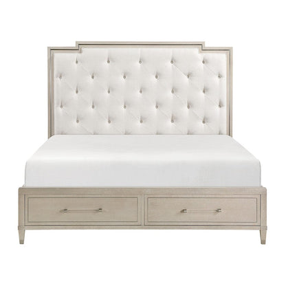 Homelegance  - Genoa Queen Platform Bed W/ Footboard Storage in Ivory - 1312-1x  view 5