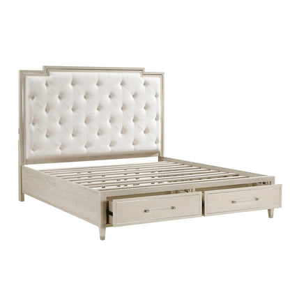 Homelegance  - Genoa Queen Platform Bed W/ Footboard Storage in Ivory - 1312-1x  view 11