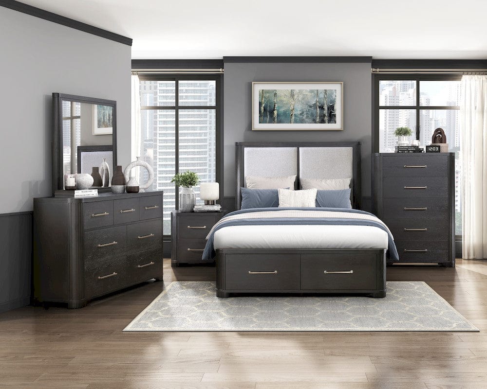 Homelegance  - Gilbert Eastern King Platform Bed W/ Footboard Storage in Light gray - 1381K-1EKx  view 9
