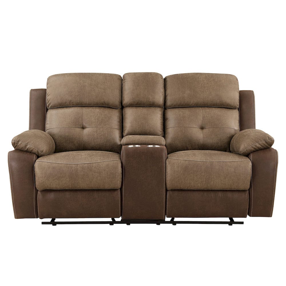 Homelegance  - Glendale Double Glider Reclining Love Seat W/ Center Console in Brown - 8599BR-2  view 1