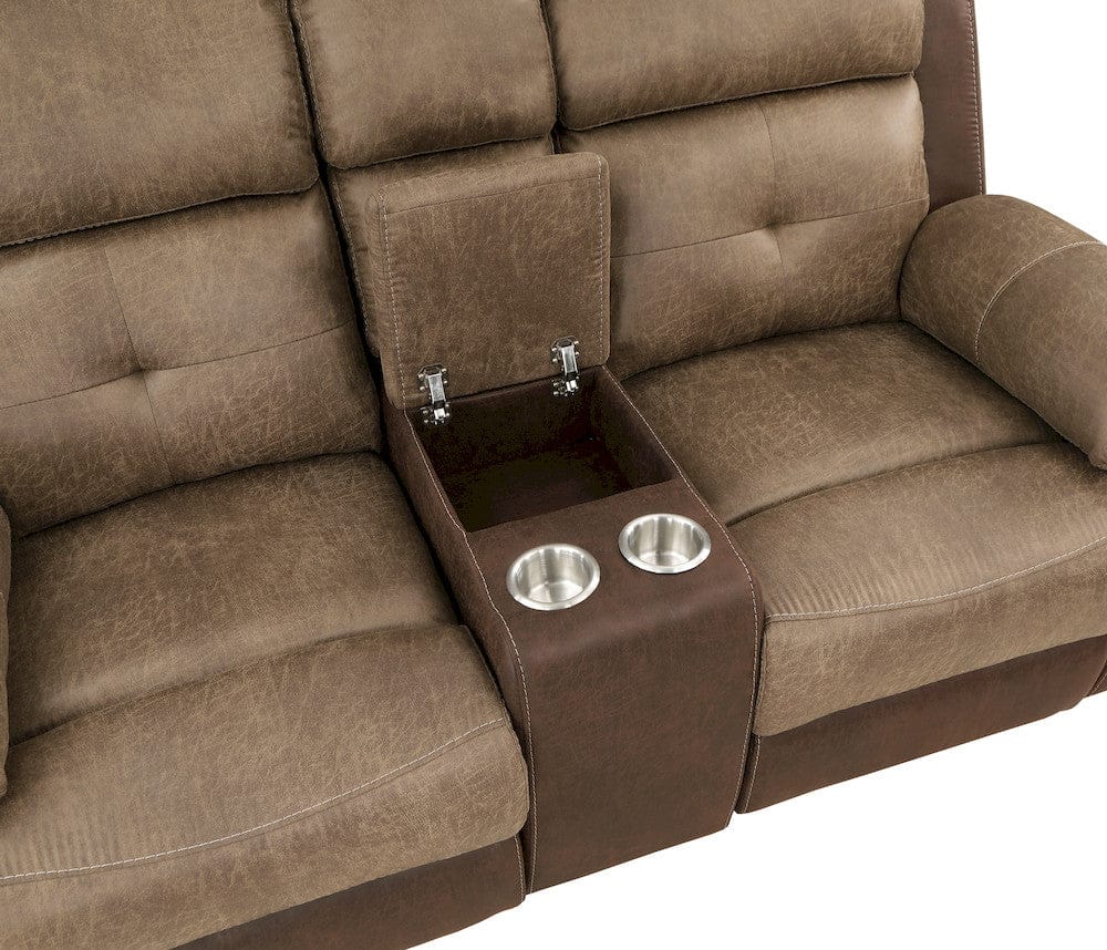 Homelegance  - Glendale Double Glider Reclining Love Seat W/ Center Console in Brown - 8599BR-2  view 3