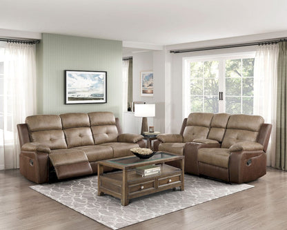 Homelegance  - Glendale Double Glider Reclining Love Seat W/ Center Console in Brown - 8599BR-2  view 4