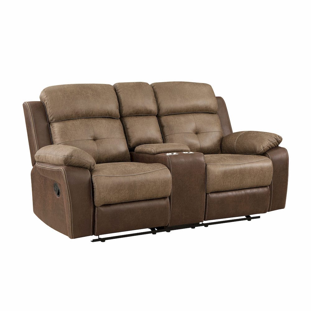 Homelegance  - Glendale Double Glider Reclining Love Seat W/ Center Console in Brown - 8599BR-2  view 5