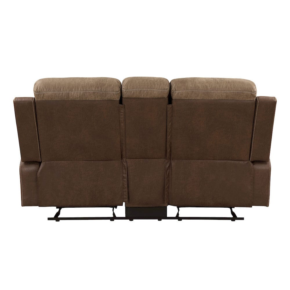 Homelegance  - Glendale Double Glider Reclining Love Seat W/ Center Console in Brown - 8599BR-2  view 6