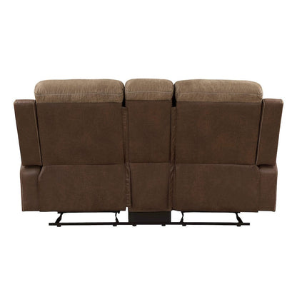 Homelegance  - Glendale Double Glider Reclining Love Seat W/ Center Console in Brown - 8599BR-2  view 6