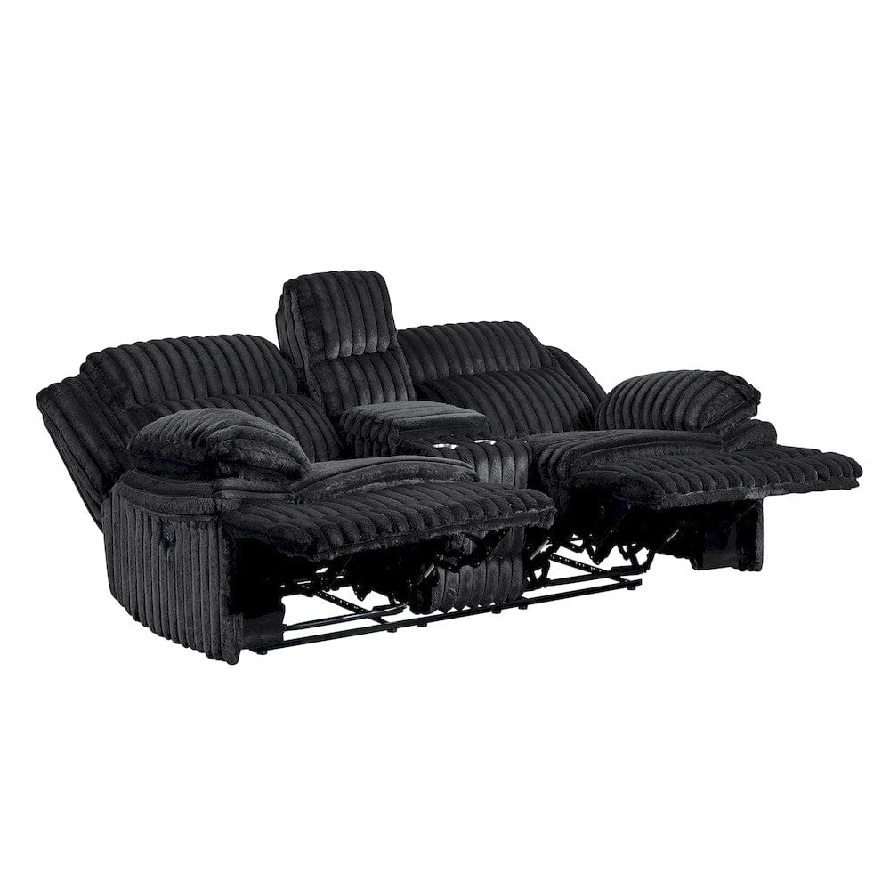 Homelegance  - Goodland Double Reclining Love Seat W/ Center Console in Black - 9577BK-2  view 4