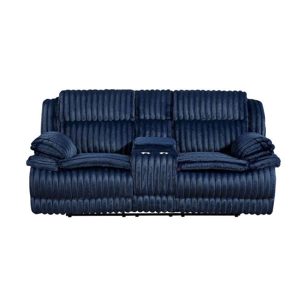 Homelegance  - Goodland Double Reclining Love Seat W/ Center Console in Blue - 9577BU-2  view 1