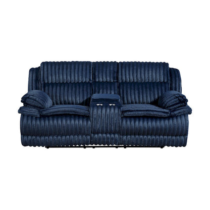 Homelegance  - Goodland Double Reclining Love Seat W/ Center Console in Blue - 9577BU-2  view 1