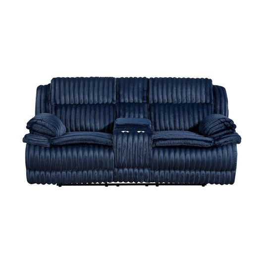 Homelegance  - Goodland Double Reclining Love Seat W/ Center Console in Blue - 9577BU-2  view 1