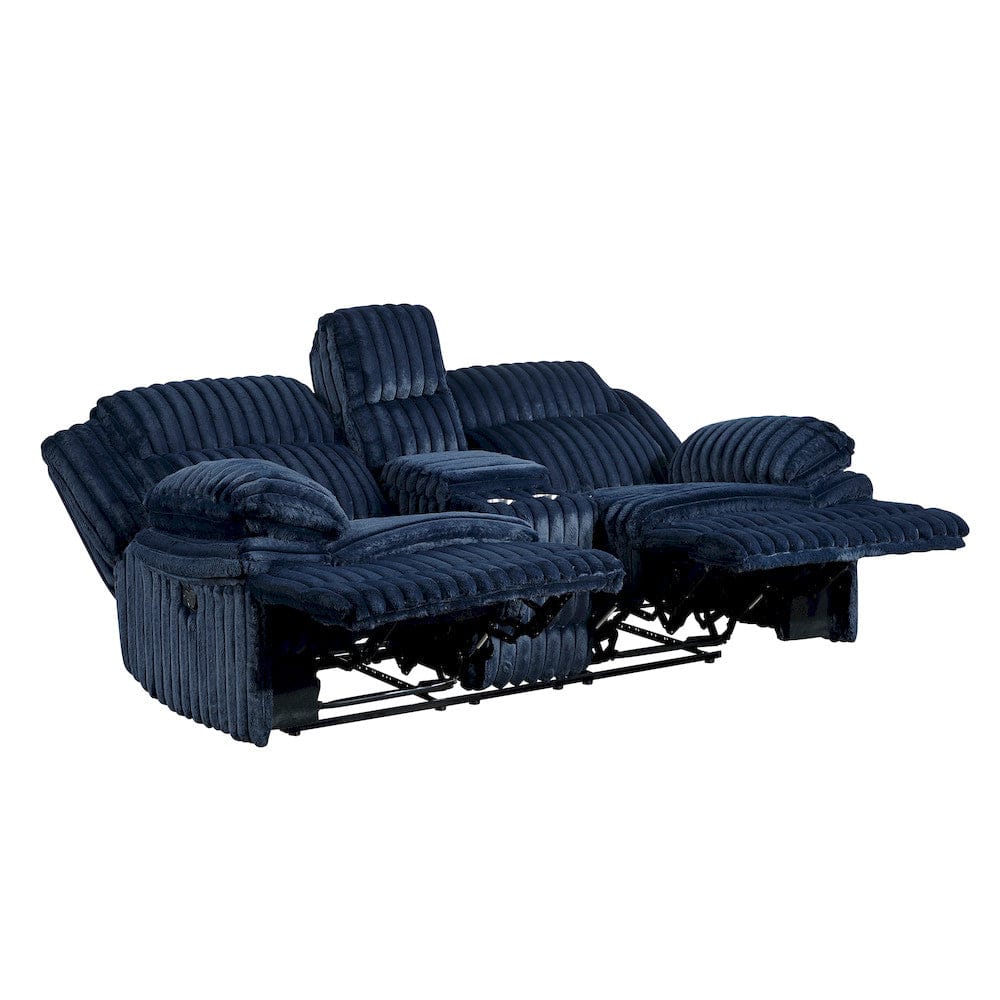 Homelegance  - Goodland Double Reclining Love Seat W/ Center Console in Blue - 9577BU-2  view 3