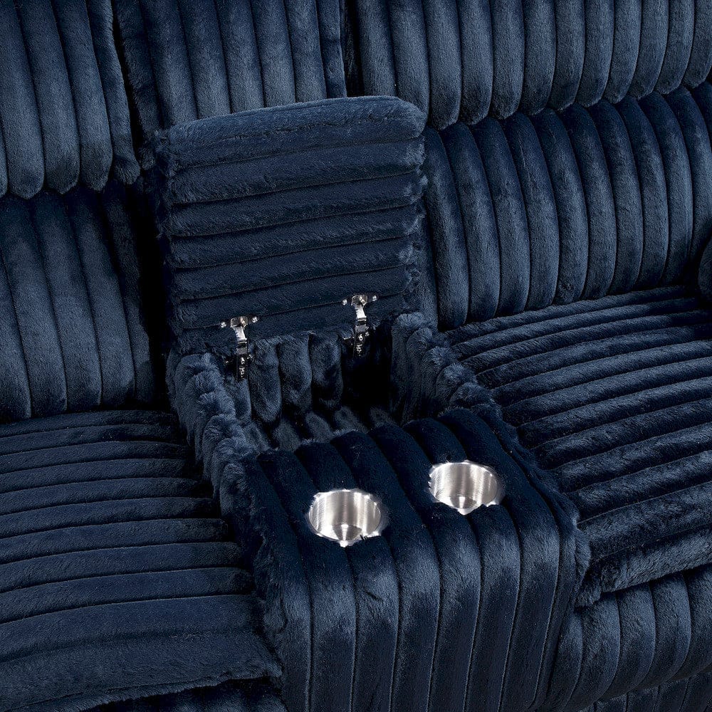 Homelegance  - Goodland Double Reclining Love Seat W/ Center Console in Blue - 9577BU-2  view 4