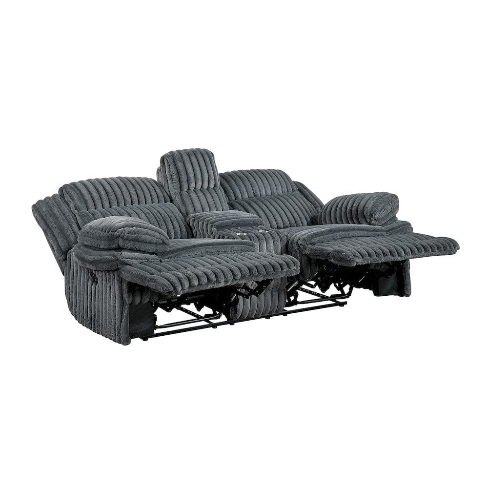 Homelegance  - Goodland Double Reclining Love Seat W/ Center Console in Dark gray - 9577DG-2  view 3