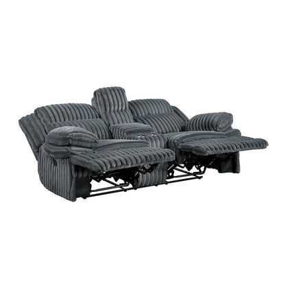 Homelegance  - Goodland Double Reclining Love Seat W/ Center Console in Dark gray - 9577DG-2  view 3