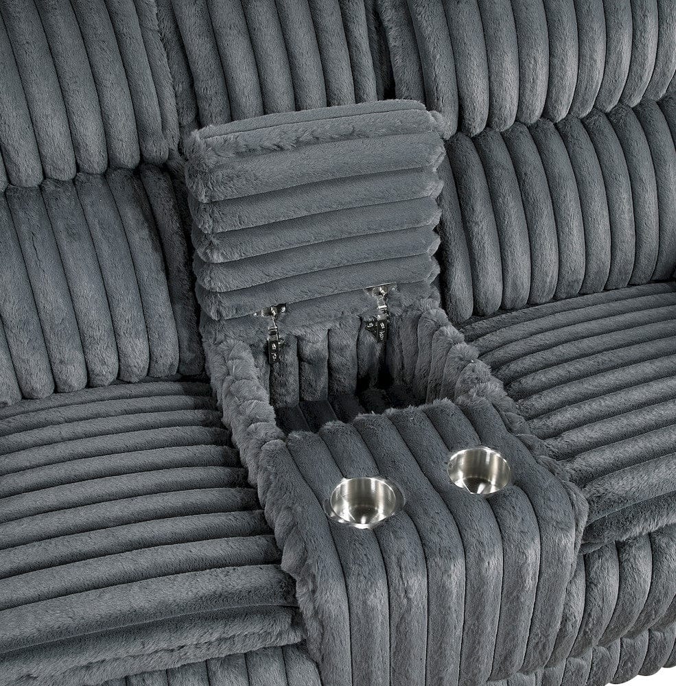 Homelegance  - Goodland Double Reclining Love Seat W/ Center Console in Dark gray - 9577DG-2  view 9