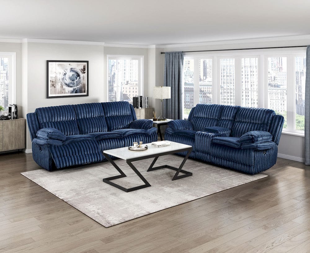 Homelegance  - Goodland Double Reclining Sofa in Blue - 9577BU-3  view 7