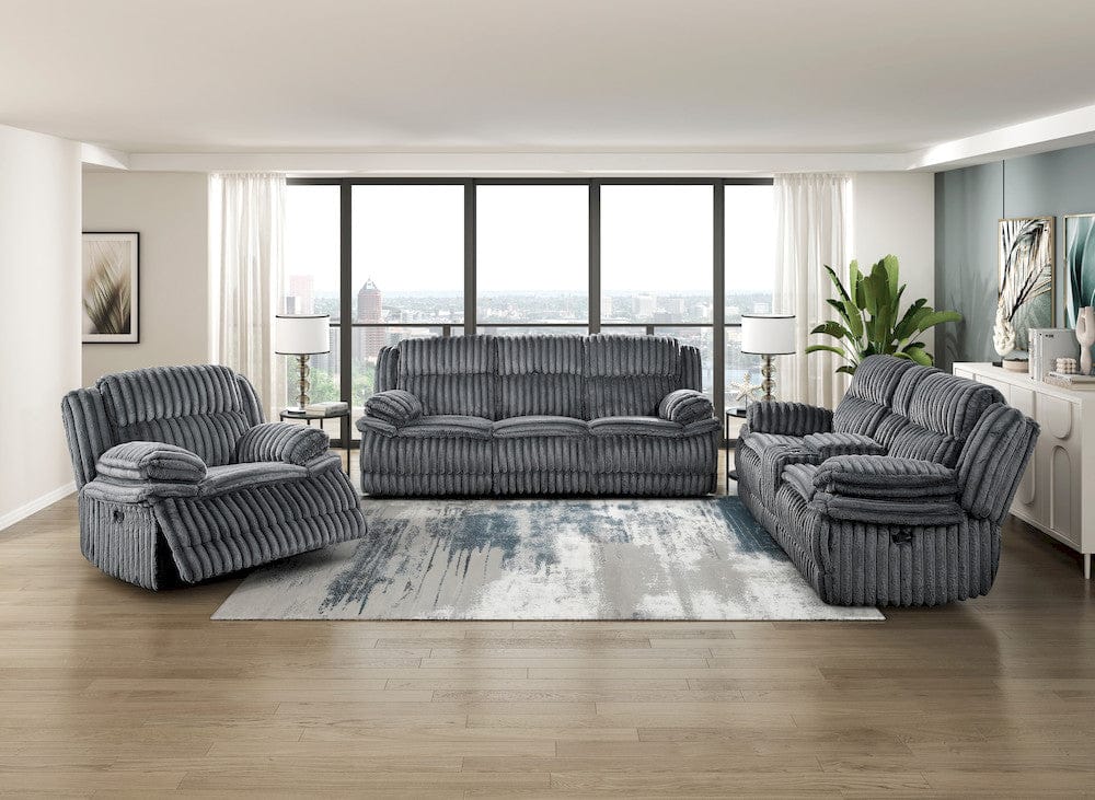 Homelegance  - Goodland Double Reclining Sofa in Dark gray - 9577DG-3  view 5
