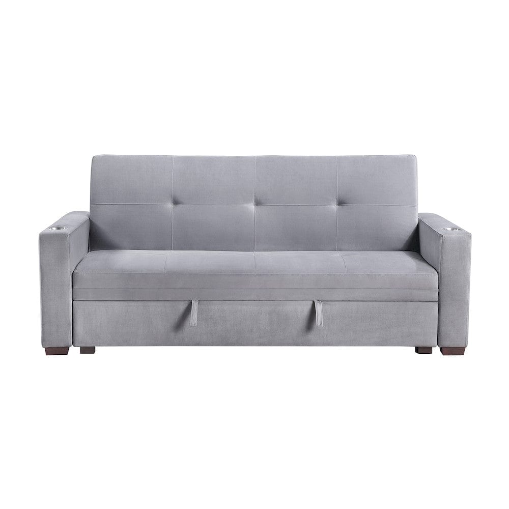 Homelegance  - Grady Convertible Sofa Bed W/ Hidden Storage, Cup Holders and Charging Ports in Gray - 9258  view 1