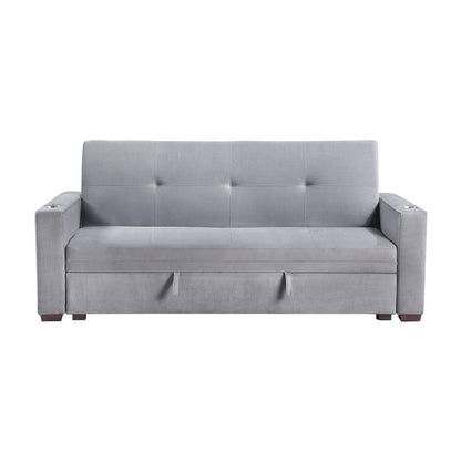 Homelegance  - Grady Convertible Sofa Bed W/ Hidden Storage, Cup Holders and Charging Ports in Gray - 9258  view 1
