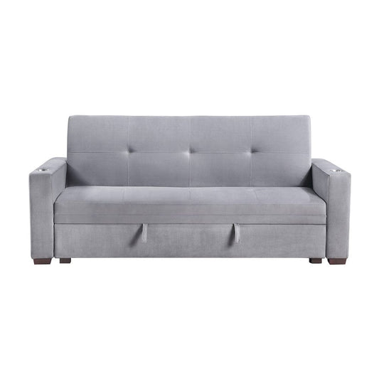 Homelegance  - Grady Convertible Sofa Bed W/ Hidden Storage, Cup Holders and Charging Ports in Gray - 9258  view 1