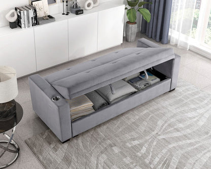 Homelegance  - Grady Convertible Sofa Bed W/ Hidden Storage, Cup Holders and Charging Ports in Gray - 9258  view 2