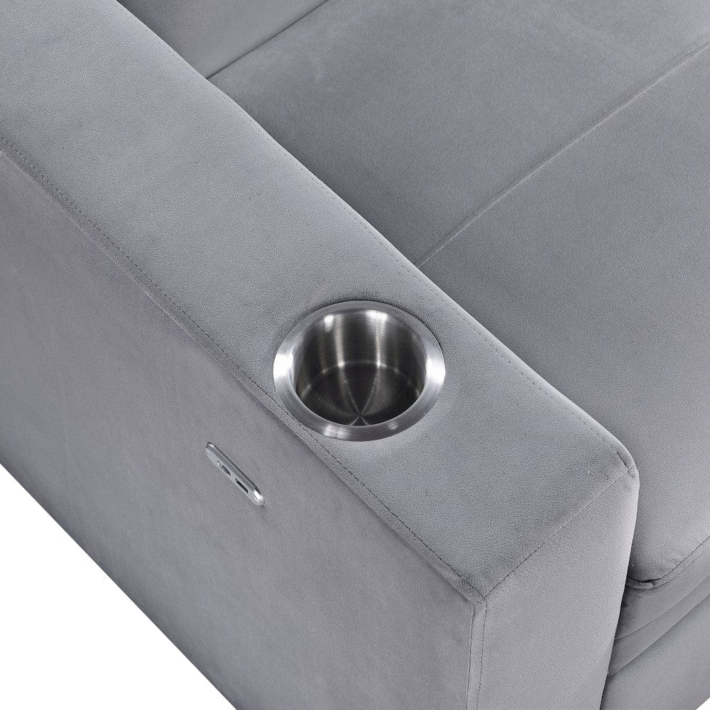 Homelegance  - Grady Convertible Sofa Bed W/ Hidden Storage, Cup Holders and Charging Ports in Gray - 9258  view 5