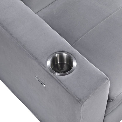 Homelegance  - Grady Convertible Sofa Bed W/ Hidden Storage, Cup Holders and Charging Ports in Gray - 9258  view 5