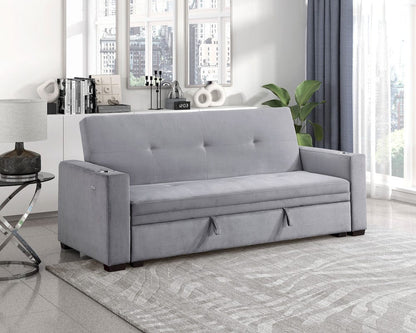 Homelegance  - Grady Convertible Sofa Bed W/ Hidden Storage, Cup Holders and Charging Ports in Gray - 9258  view 7