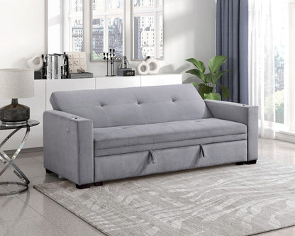Homelegance  - Grady Convertible Sofa Bed W/ Hidden Storage, Cup Holders and Charging Ports in Gray - 9258  view 8
