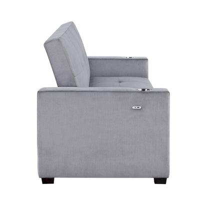 Homelegance  - Grady Convertible Sofa Bed W/ Hidden Storage, Cup Holders and Charging Ports in Gray - 9258  view 10