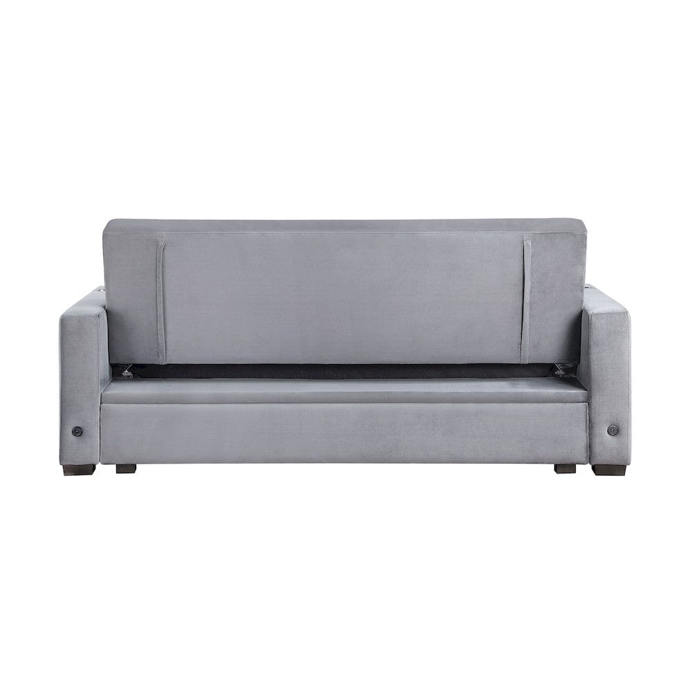 Homelegance  - Grady Convertible Sofa Bed W/ Hidden Storage, Cup Holders and Charging Ports in Gray - 9258  view 11