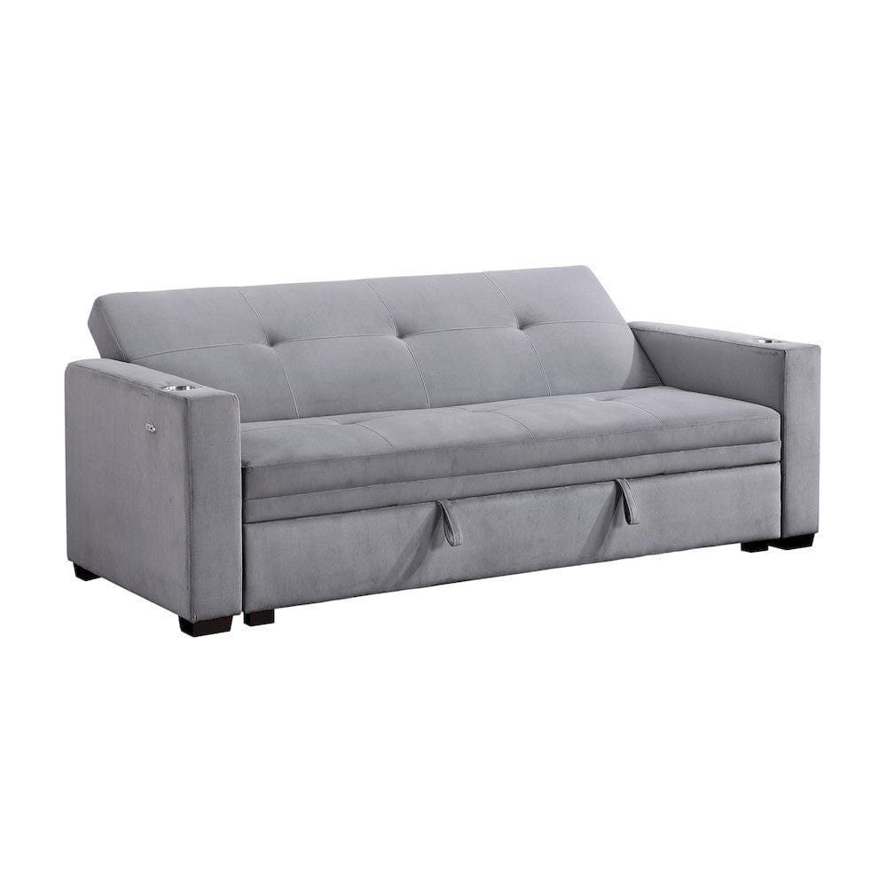 Homelegance  - Grady Convertible Sofa Bed W/ Hidden Storage, Cup Holders and Charging Ports in Gray - 9258  view 12