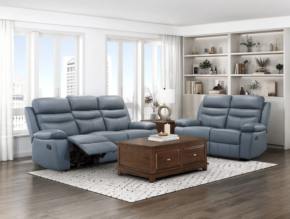 Homelegance  - Hancock Double Reclining Love Seat in Blue - 9628BUE-2  view 3