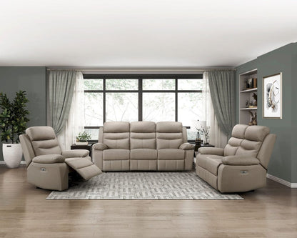 Homelegance  - Hancock Power Double Reclining Sofa in Latte - 9628LTE-3PW  view 6