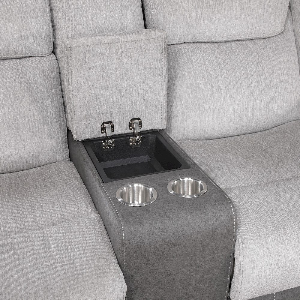 Homelegance  - Harriette Double Reclining Love Seat W/ Center Console in Gray - 9703GY-2  view 2