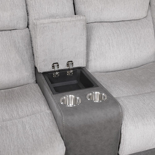Homelegance  - Harriette Double Reclining Love Seat W/ Center Console in Gray - 9703GY-2  view 2