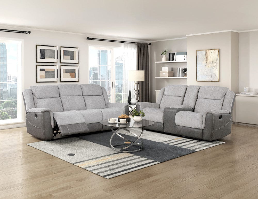 Homelegance  - Harriette Double Reclining Love Seat W/ Center Console in Gray - 9703GY-2  view 9