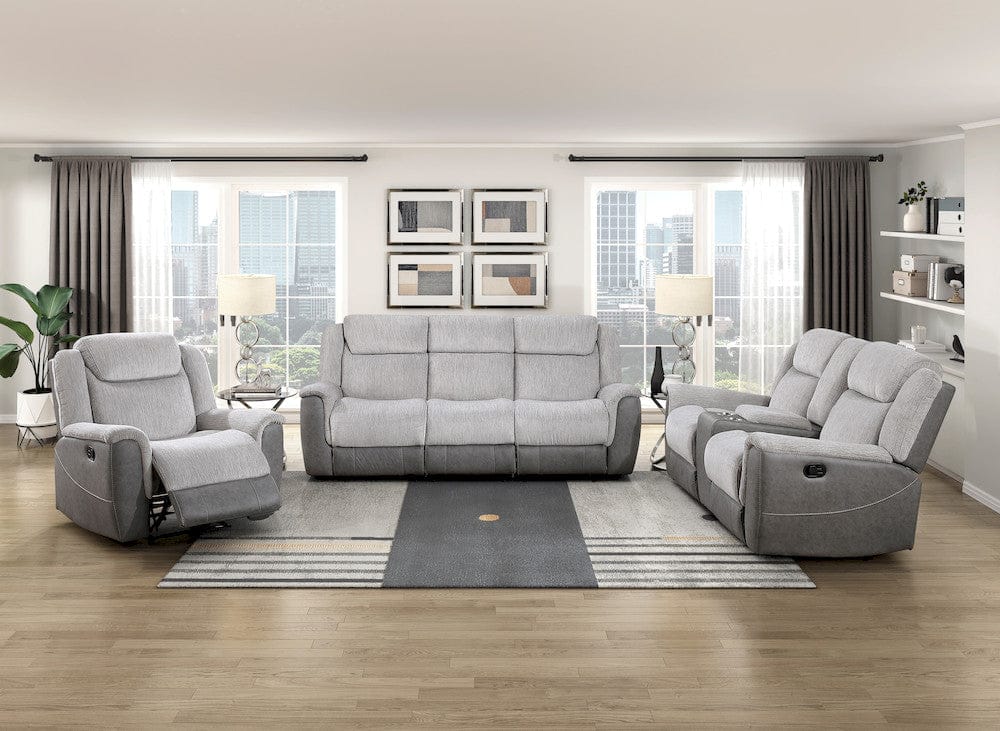 Homelegance  - Harriette Double Reclining Sofa in Gray - 9703GY-3  view 7