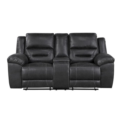 Homelegance  - Hazen Double Reclining Love Seat W/ Center Console in Black - 8538BK-2  view 1